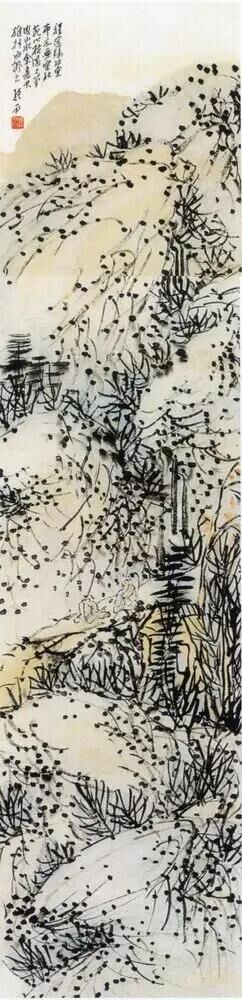 傅抱石《松崖對飲》