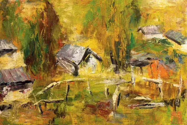 李青萍油畫作品《秋韻》