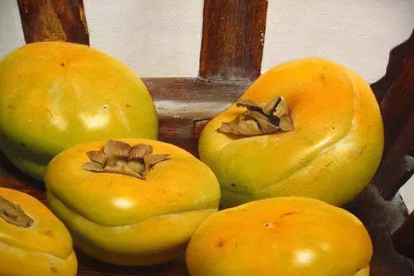 冷軍寫實(shí)油畫靜物作品《柿子》