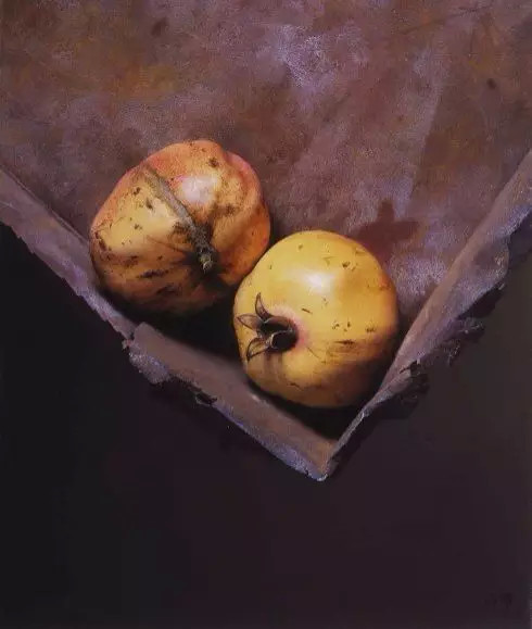 冷軍寫實(shí)油畫靜物作品《石榴》