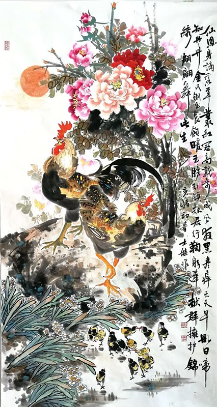 國(guó)畫藝術(shù)家盧士杰與他畫的大公雞圖5