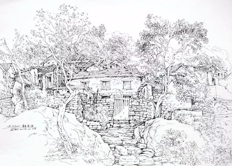閻敏速寫山水畫作品欣賞