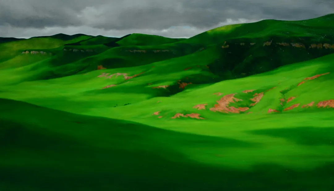 楊建油畫作品《綠野》