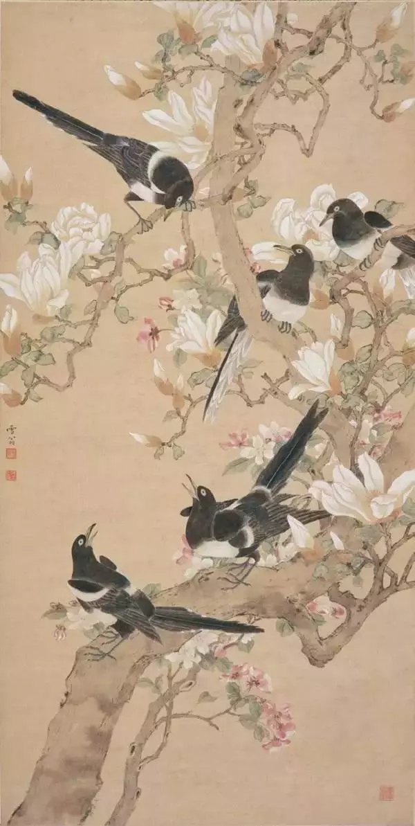 花鳥畫《春朝鳴喜》