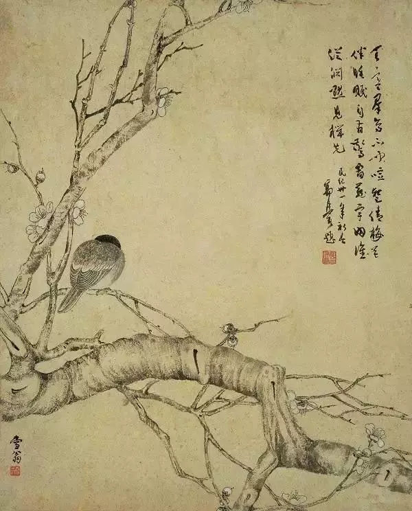 花鳥畫《寒梅宿雀》
