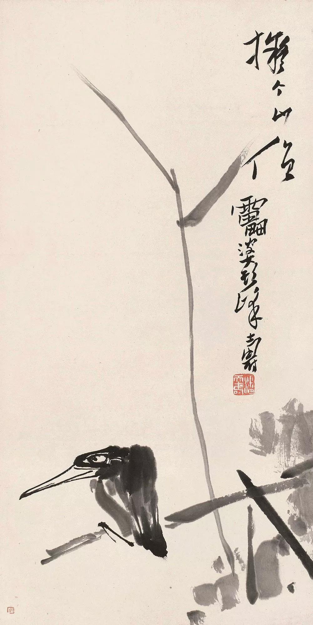 潘天壽作品《擬個山僧墨鳥》