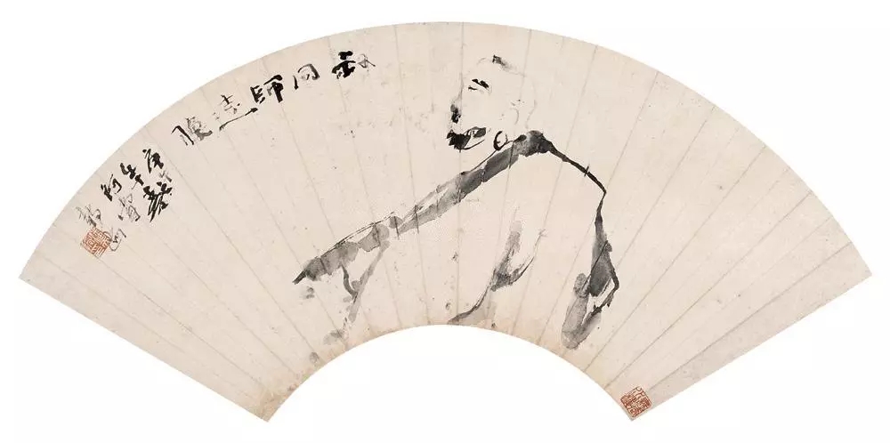 潘天壽作品《叔同師造像》