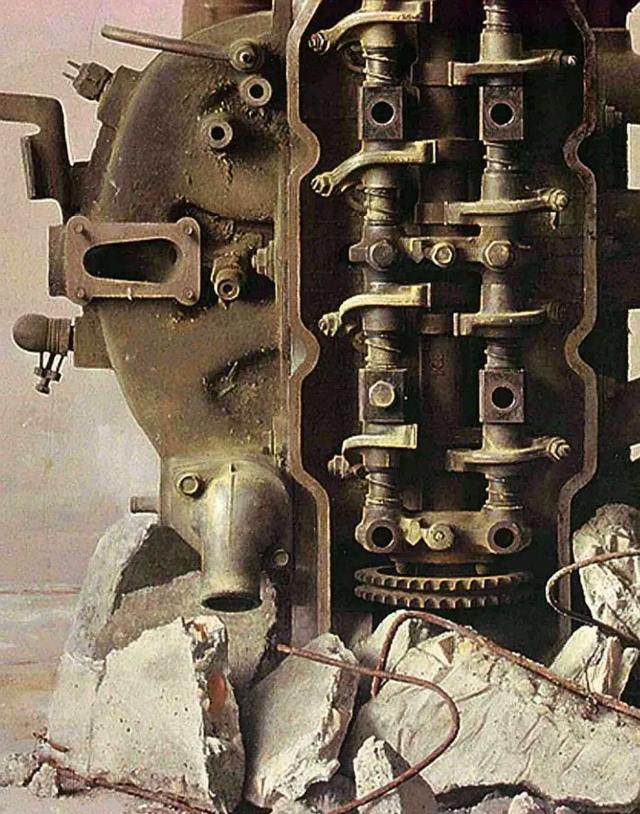 冷軍油畫作品發(fā)動機《豐碑》局部