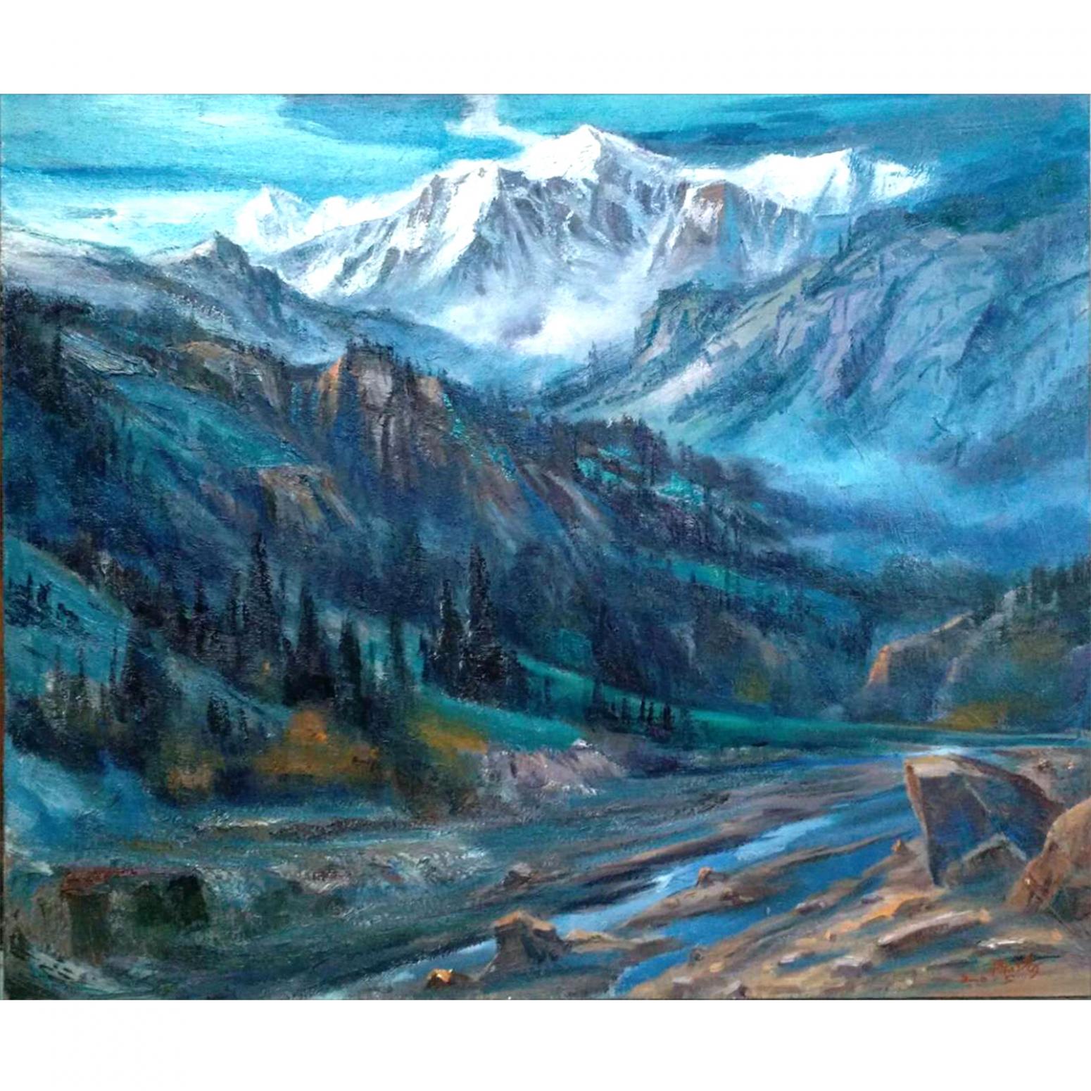 陳以濤油畫作品《【天山雪韻】作者陳以濤》