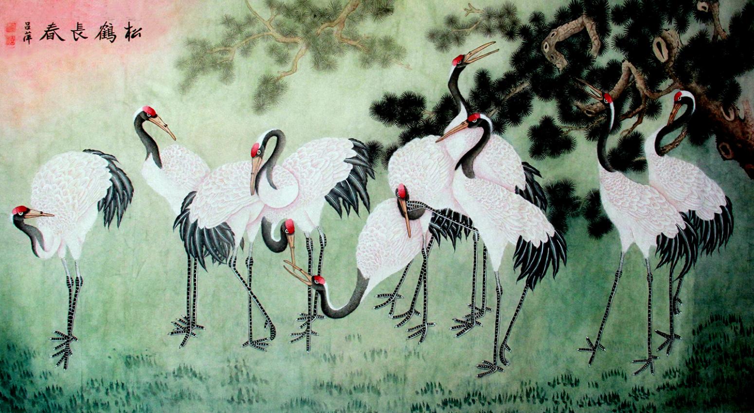 呂萍國(guó)畫(huà)作品《【松鶴長(zhǎng)春】作者呂萍》【圖0】