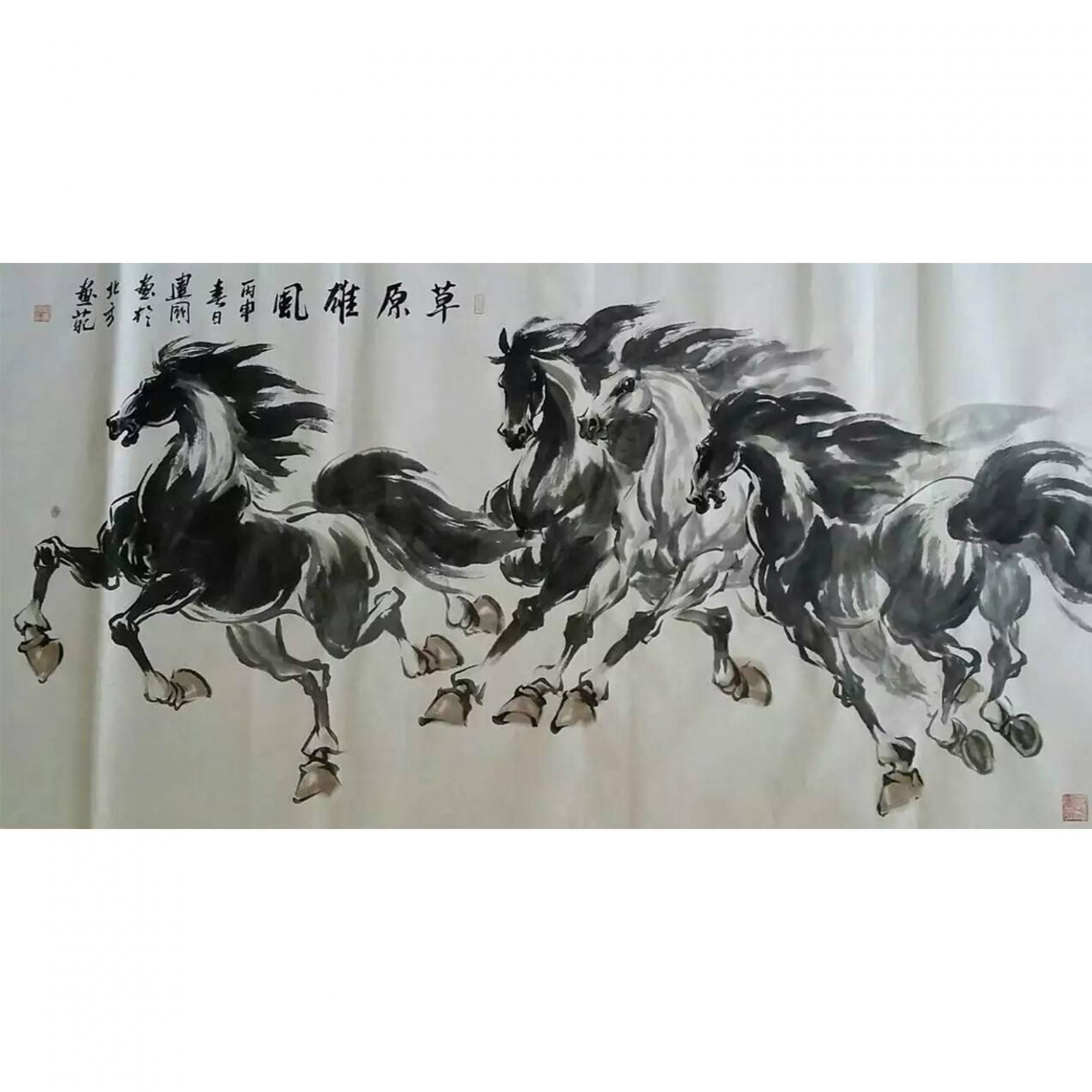劉建國國畫作品《【草原雄風】作者劉建國》