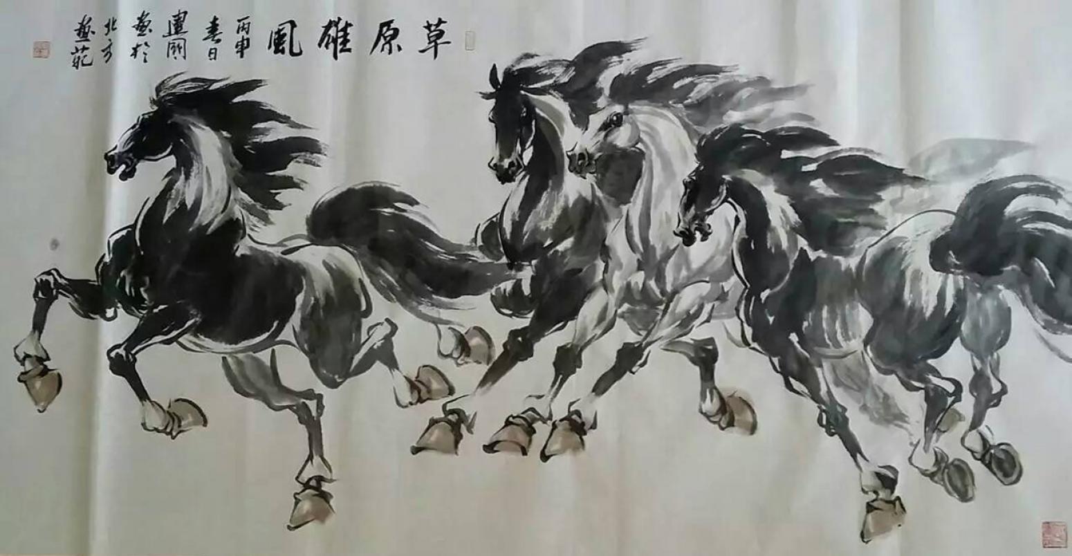 劉建國國畫作品《【草原雄風】作者劉建國》【圖0】