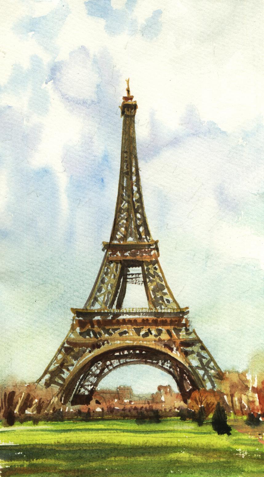 楊陽國畫作品《【埃菲爾鐵塔】作者楊陽》【圖0】