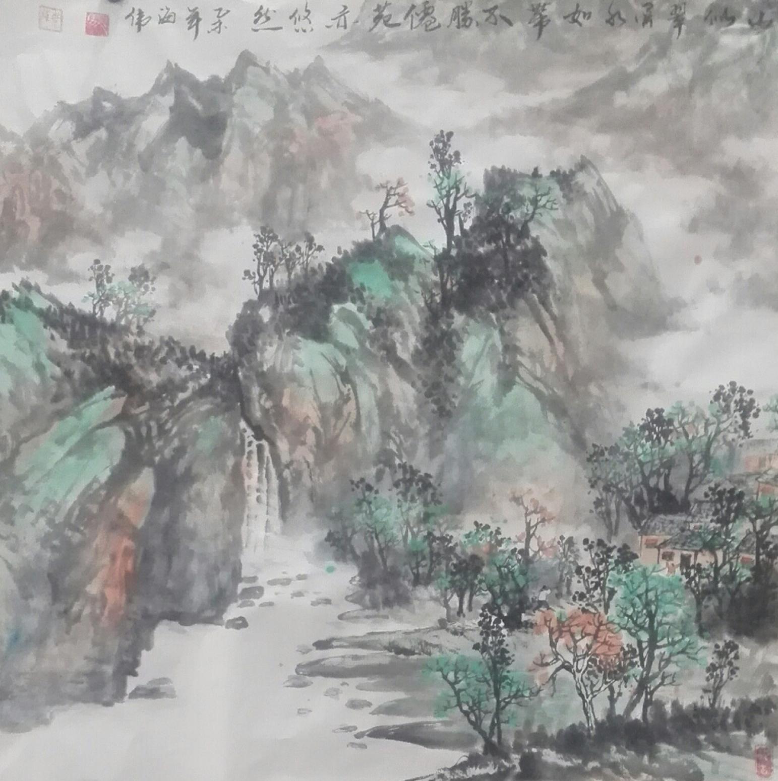 馬海偉國(guó)畫作品《【山似翠玉】作者馬海偉》【圖0】