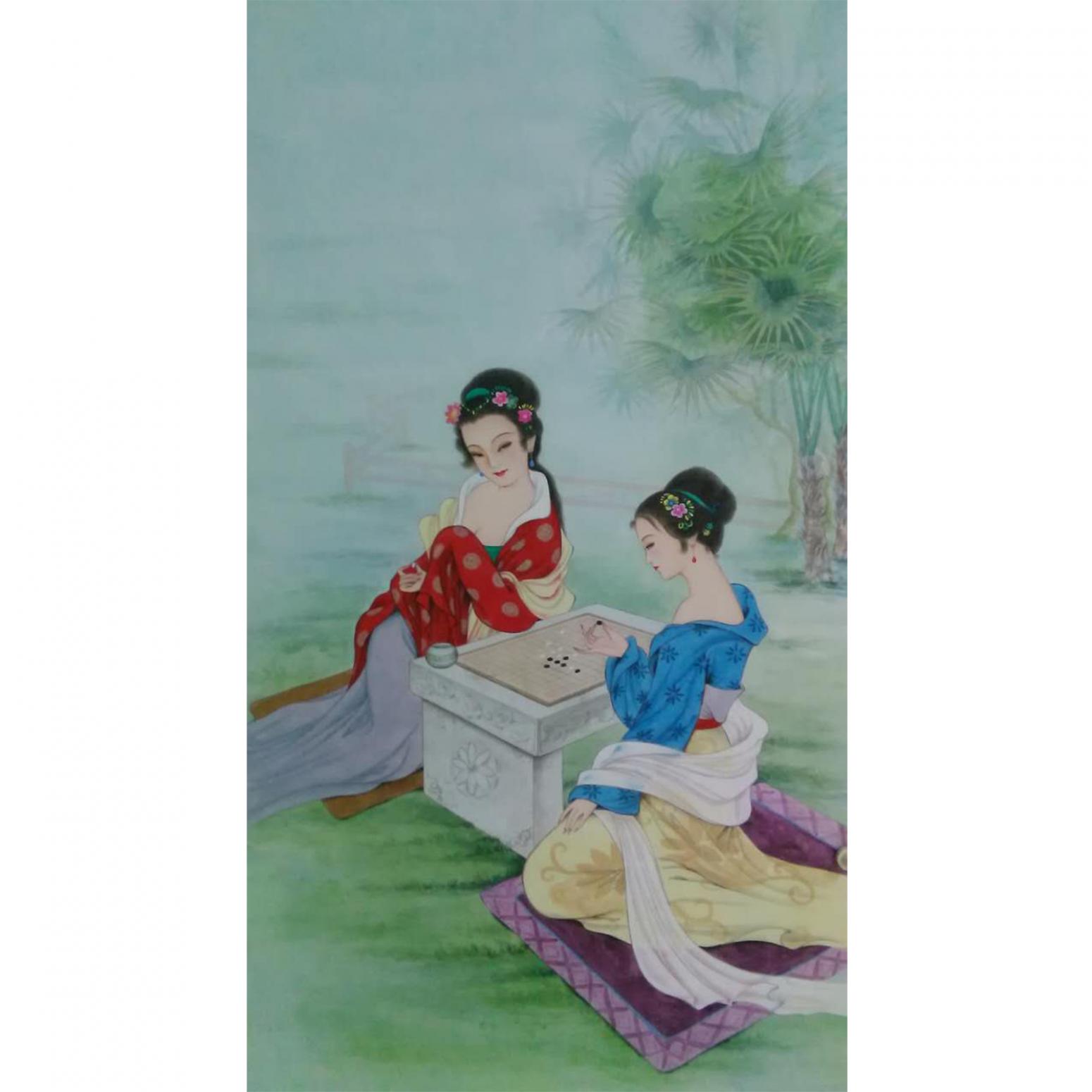 徐景蓮國畫作品《【兩女對弈】徐景蓮》