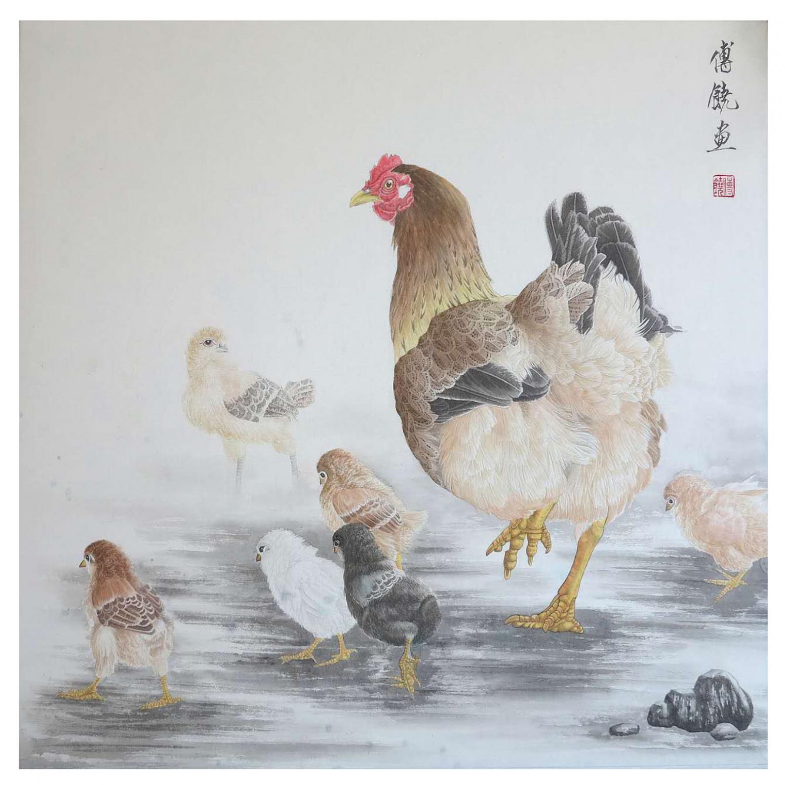 傅饒國(guó)畫(huà)作品《【合家歡】作者傅饒》