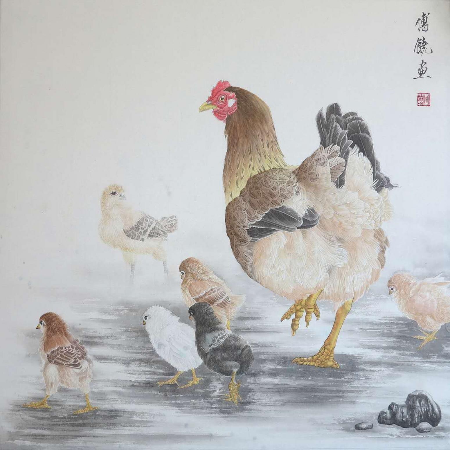 傅饒國(guó)畫(huà)作品《【合家歡】作者傅饒》【圖0】