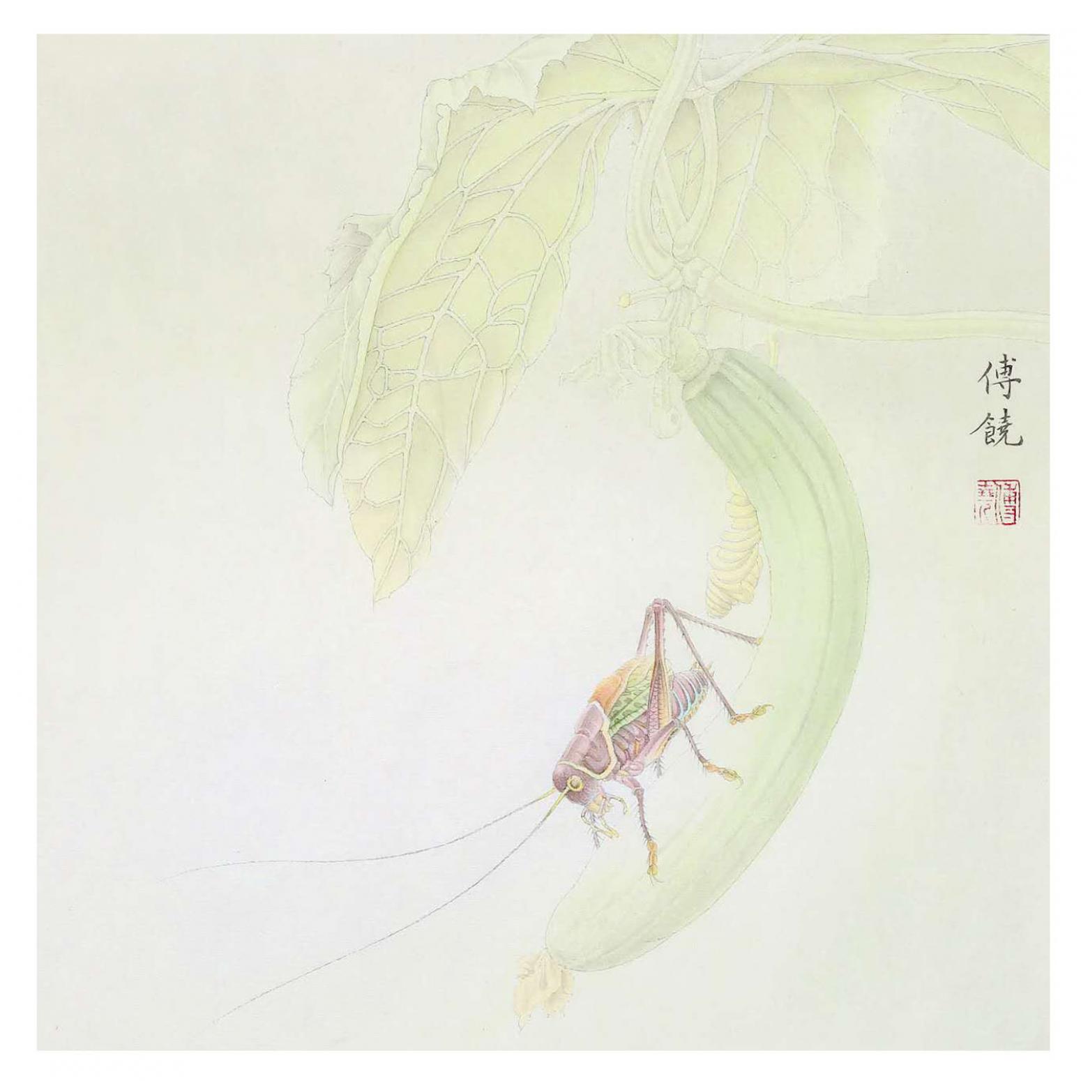 傅饒國畫作品《【蟈蟈】作者傅饒》