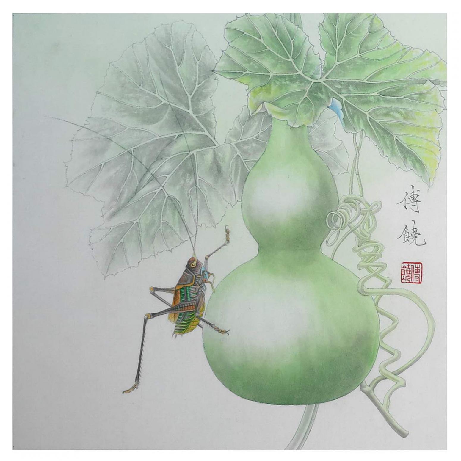 傅饒國(guó)畫作品《【綠藤】作者傅饒》