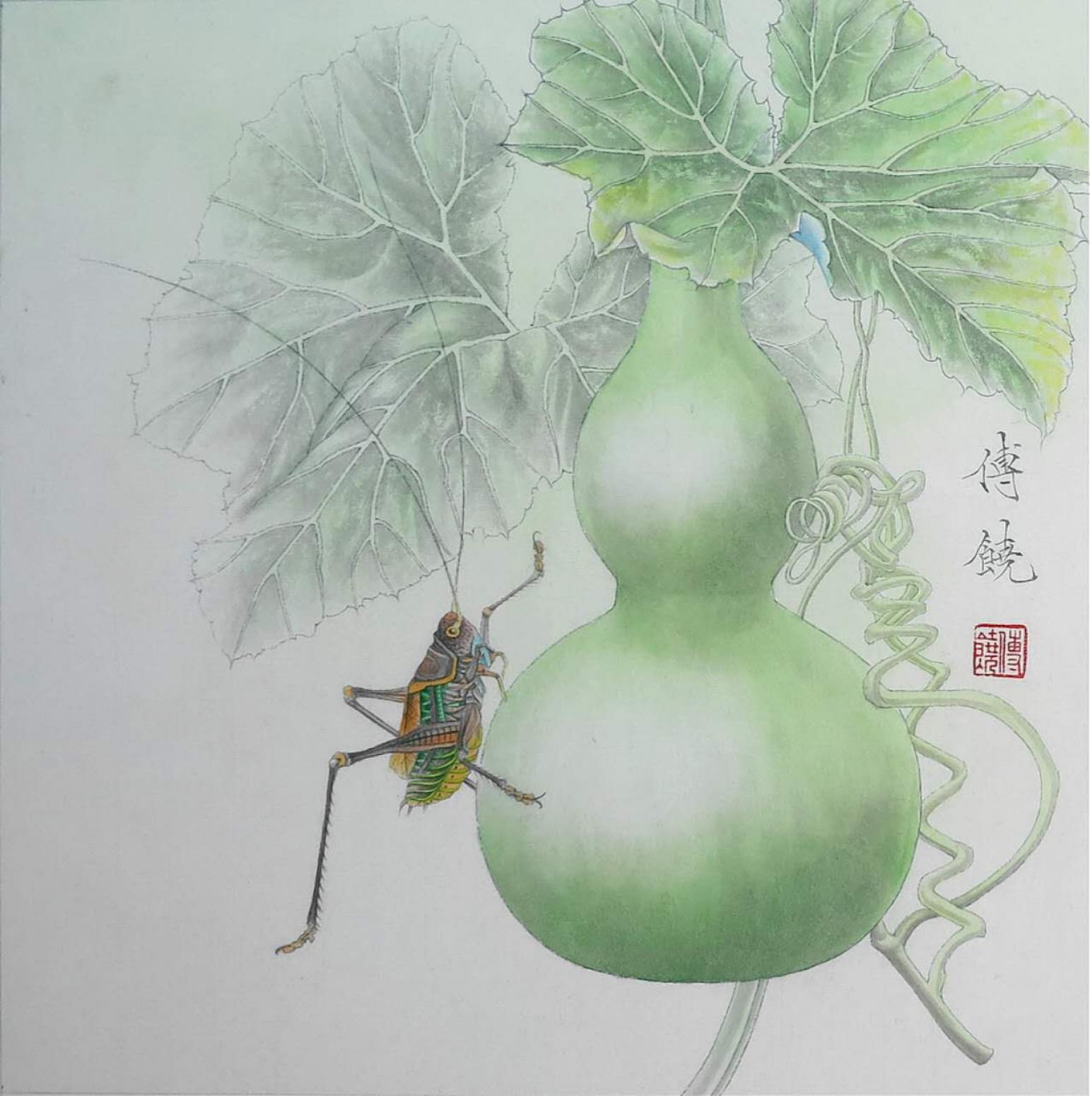 傅饒國(guó)畫作品《【綠藤】作者傅饒》【圖0】