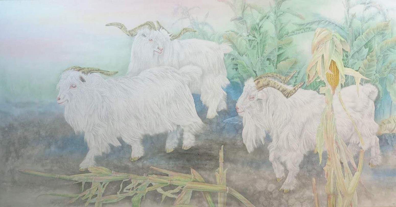 傅饒國(guó)畫作品《【三陽(yáng)開泰】作者傅饒》【圖0】