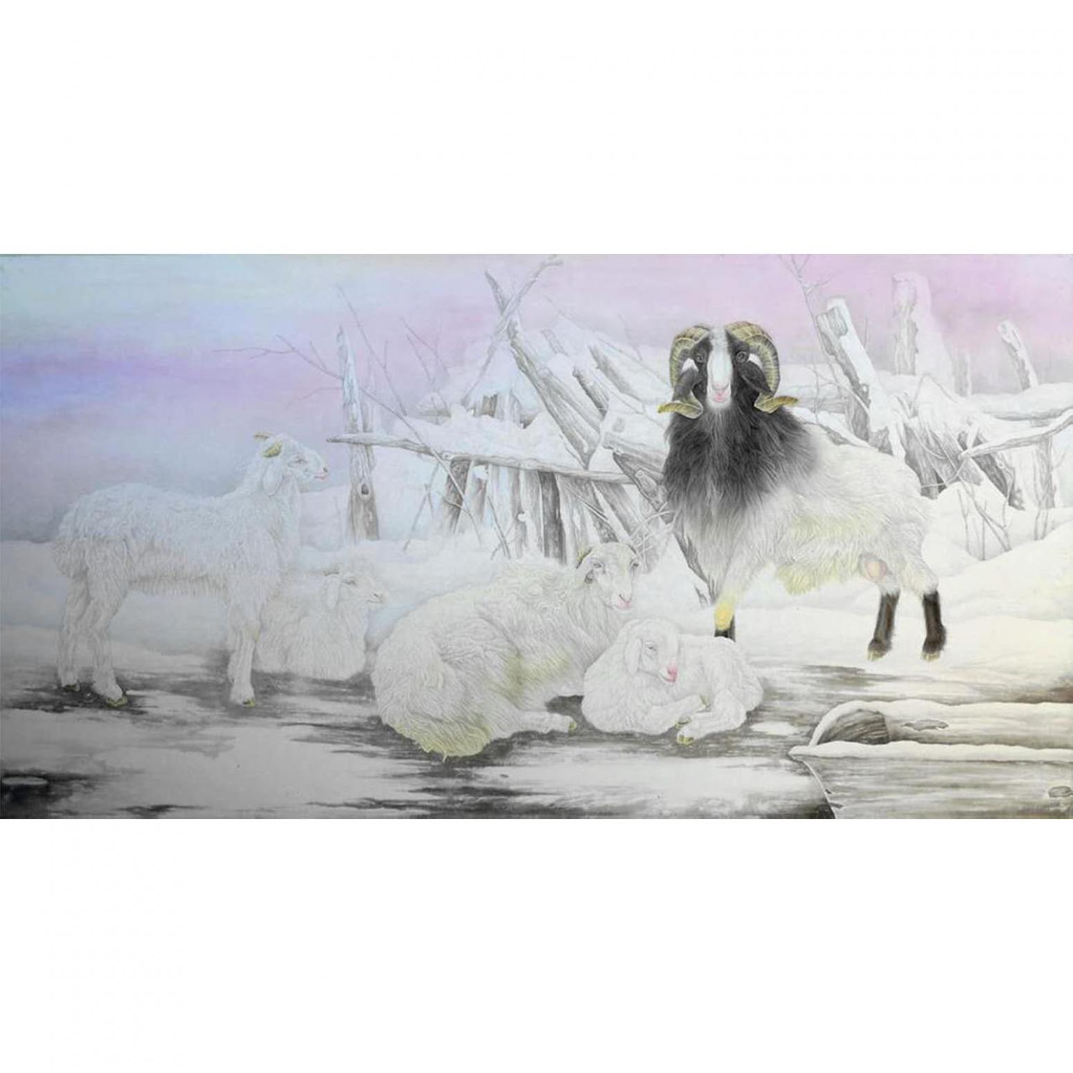 傅饒國(guó)畫(huà)作品《【羊羊得意】作者傅饒》