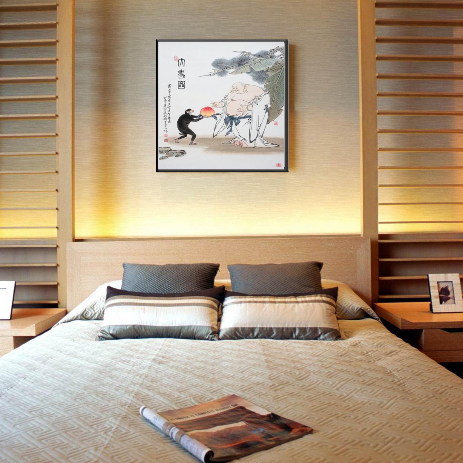 竇世魁國畫作品《人物畫-神猿獻(xiàn)桃》【圖3】