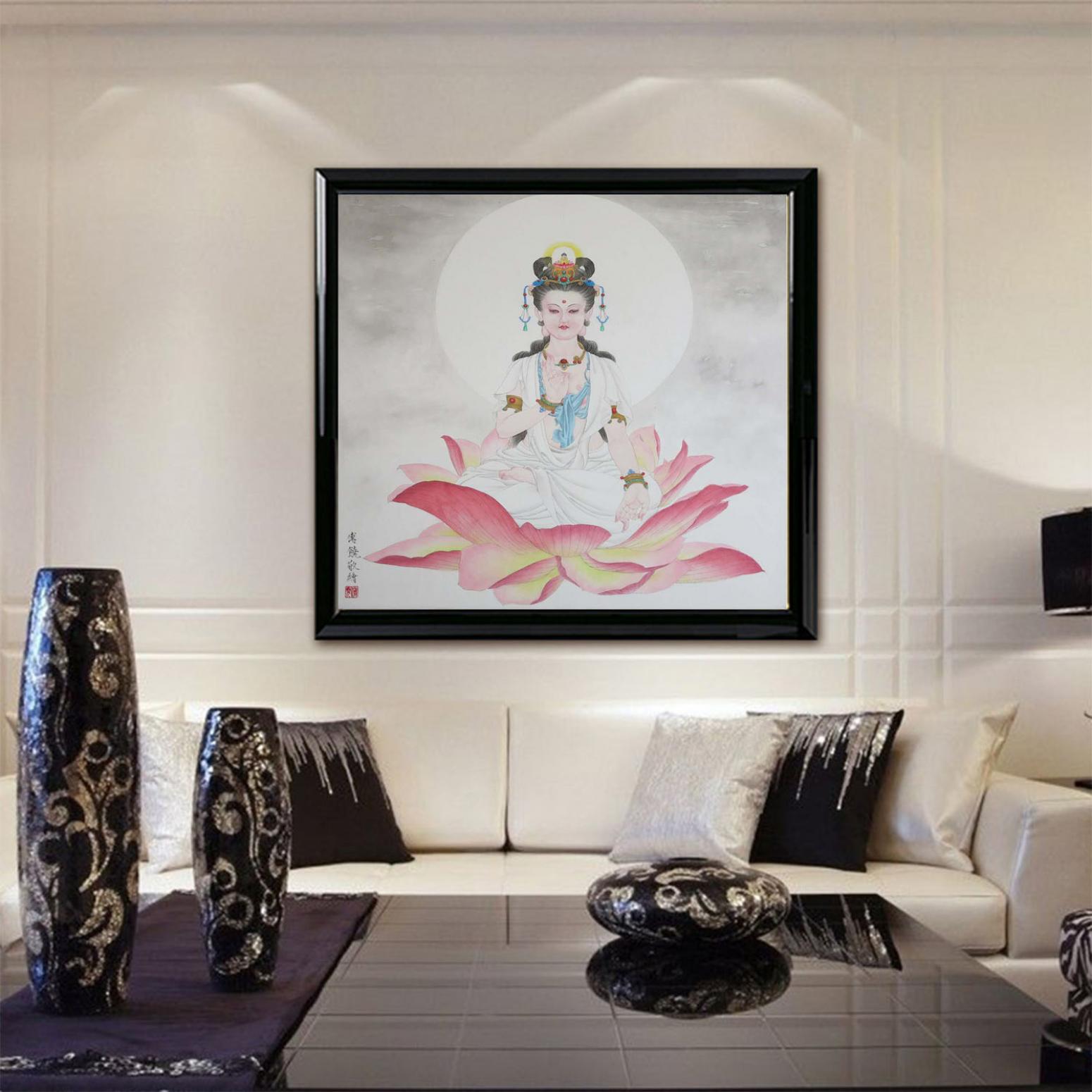 傅饒國畫作品《【觀音坐蓮】作者傅饒》【圖3】