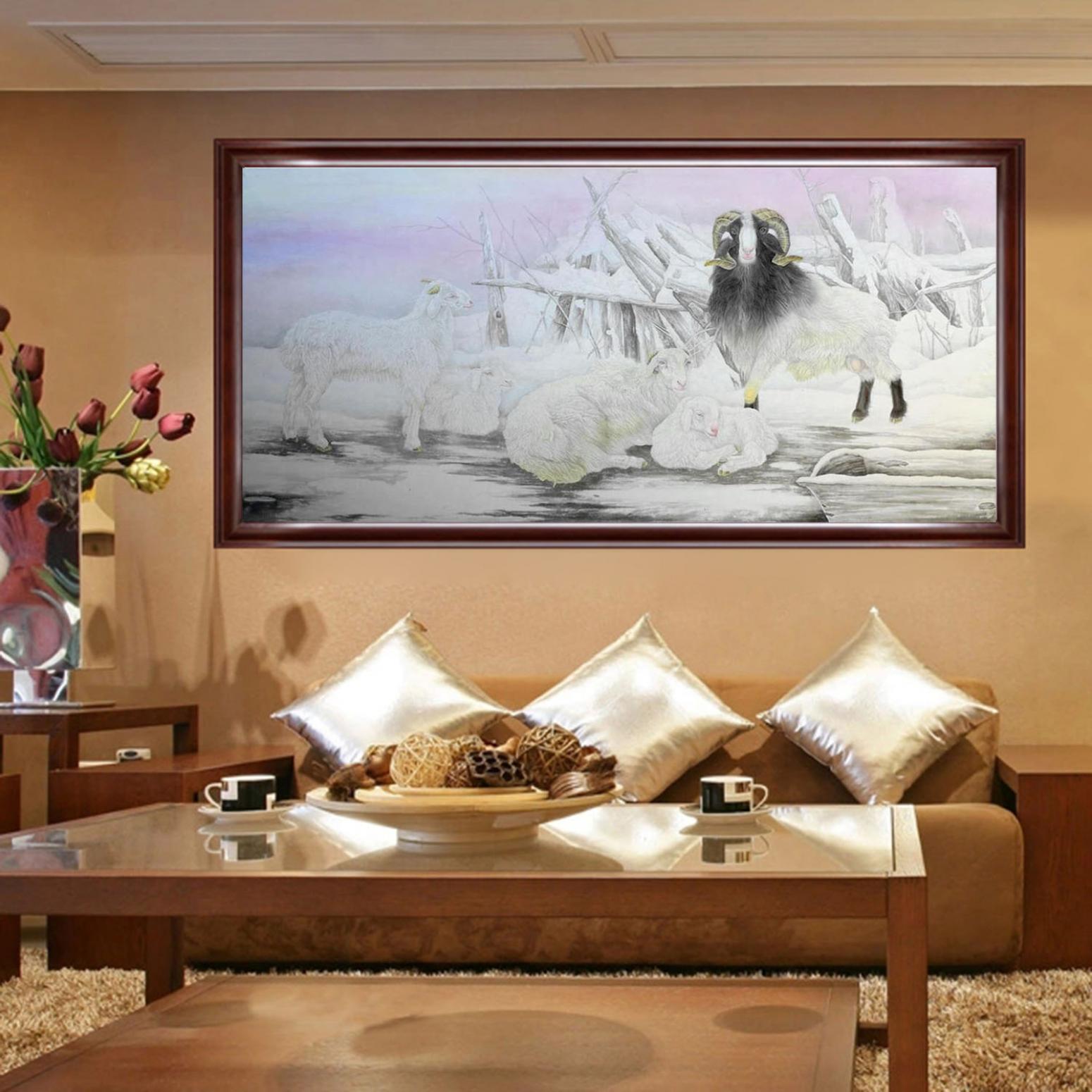 傅饒國(guó)畫(huà)作品《【羊羊得意】作者傅饒》【圖3】