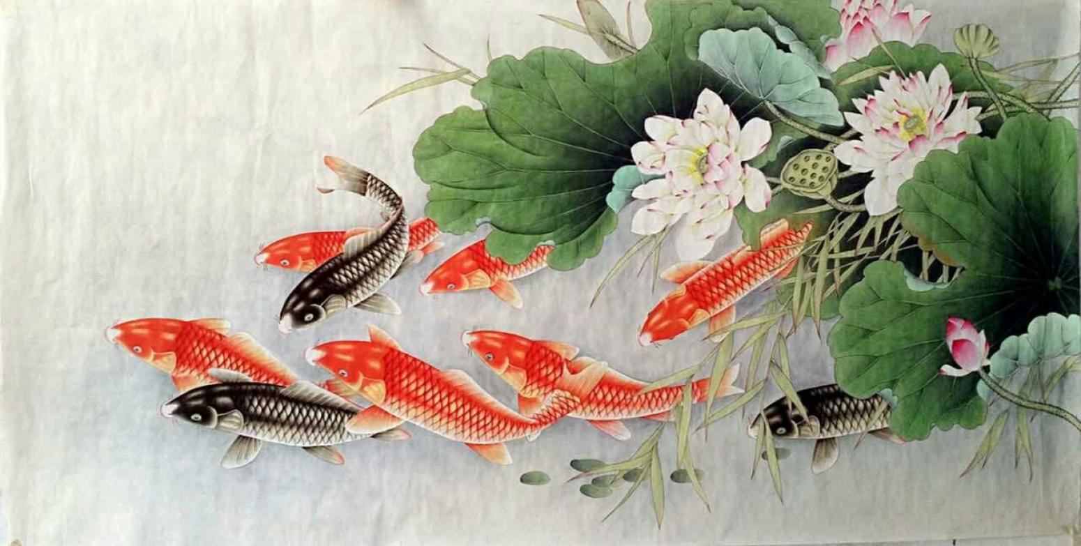 胡記領(lǐng)國(guó)畫作品《【連年有余2】作者胡記領(lǐng)》【圖0】