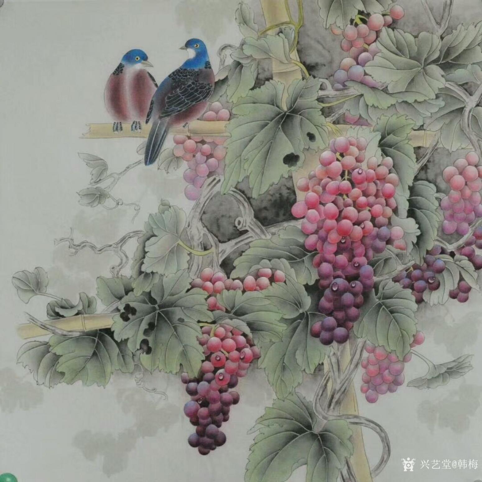 韓梅國畫作品《工筆葡萄》【圖0】