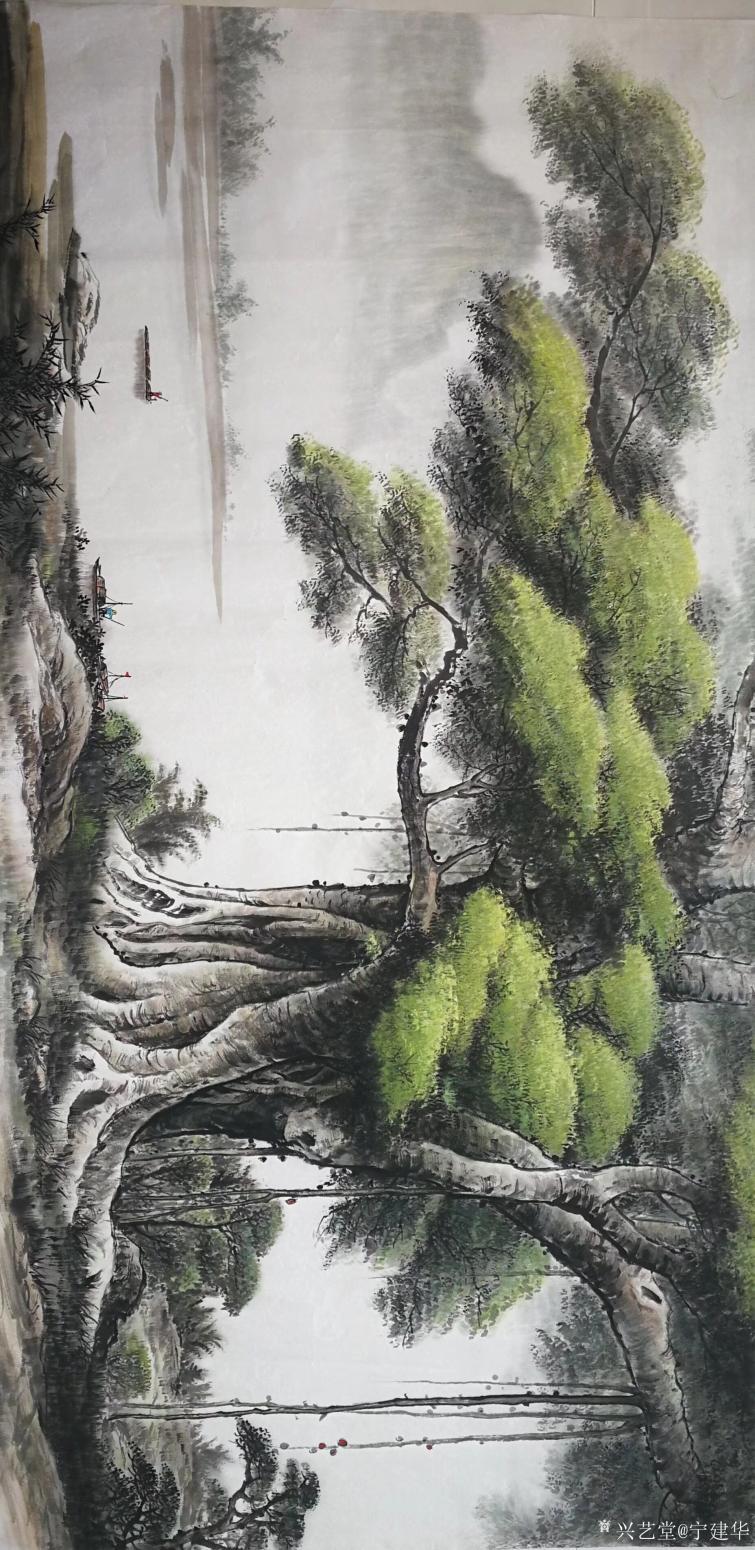 寧建華國(guó)畫作品《河畔麗影》