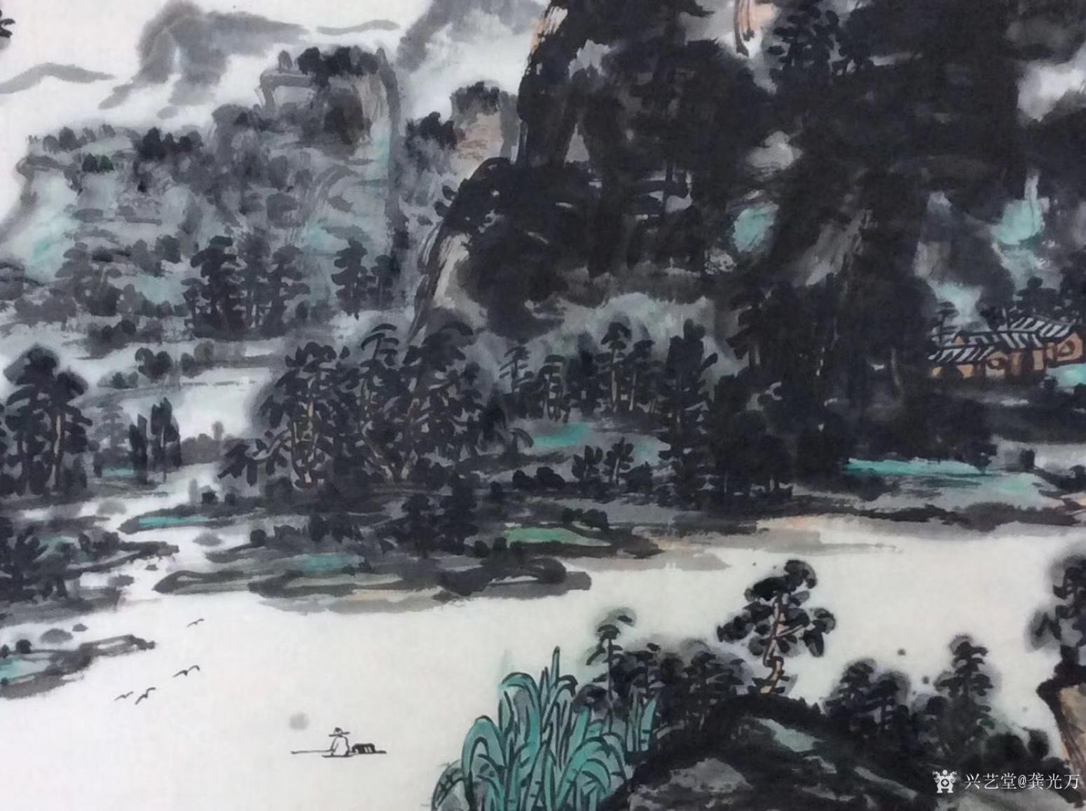 龔光萬國畫作品《水墨-蜀江清曉》【圖3】