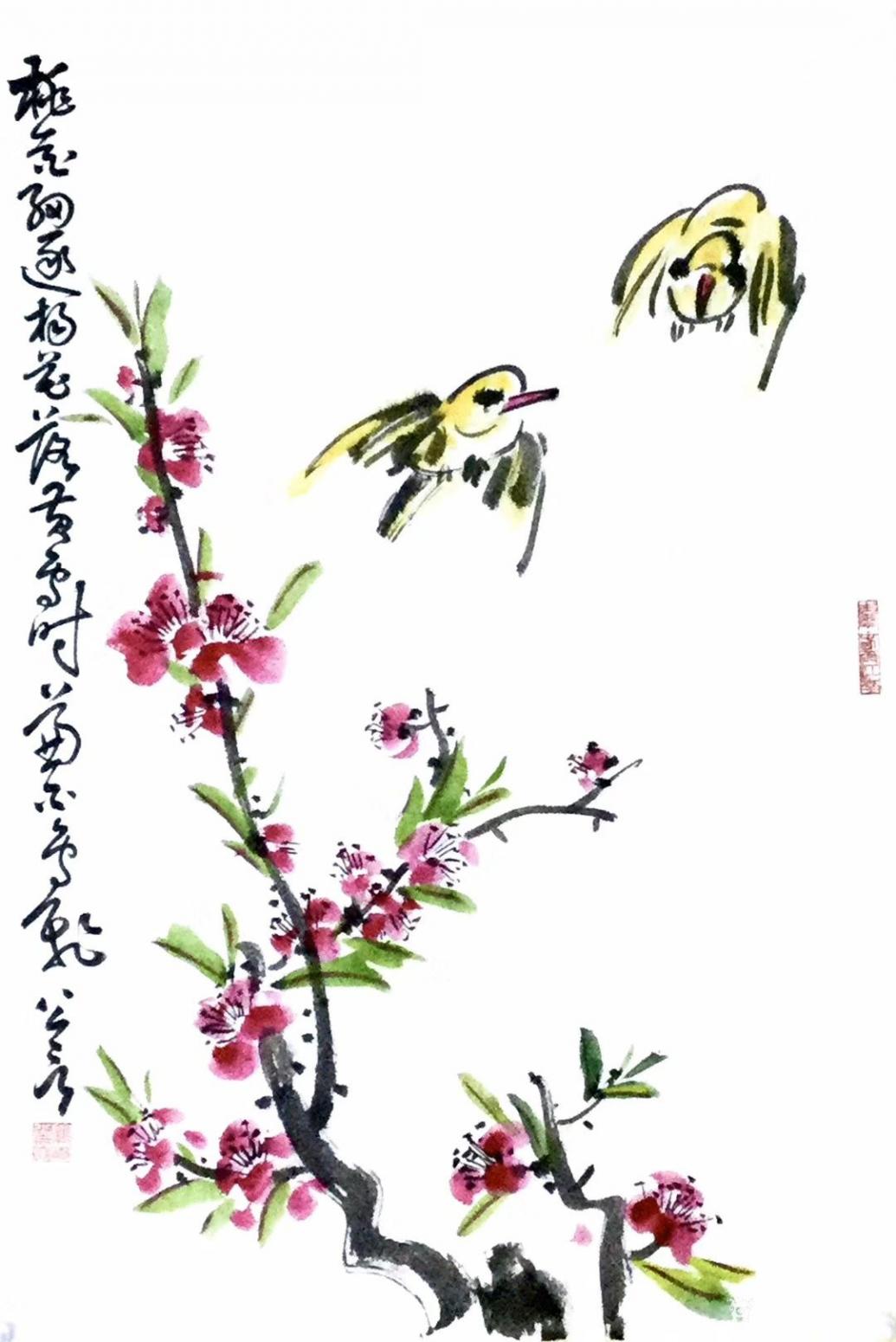 龔光萬(wàn)國(guó)畫(huà)作品《花鳥(niǎo)-桃花細(xì)逐楊花落》【圖0】