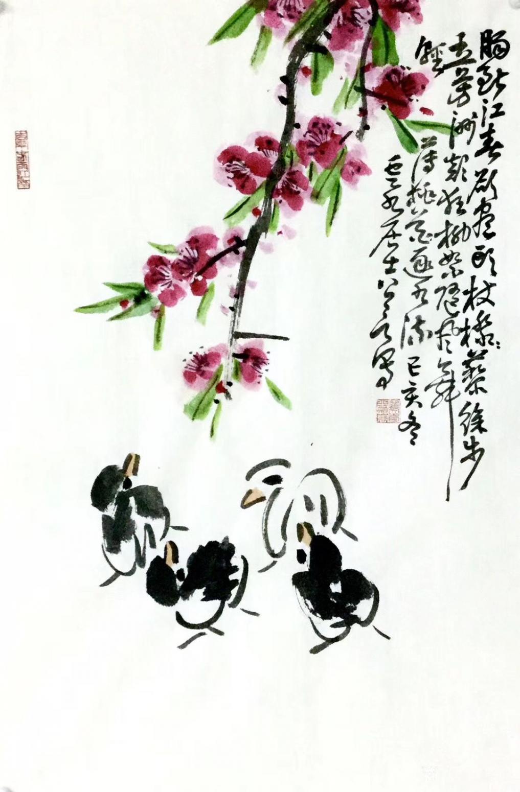 龔光萬(wàn)國(guó)畫(huà)作品《花鳥(niǎo)-腸斷江春欲盡頭》