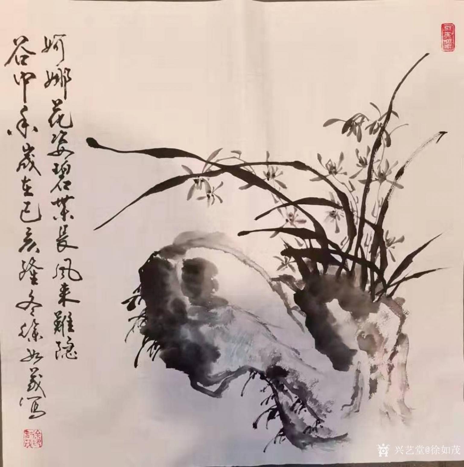 徐如茂國畫作品《花鳥-蘭花》