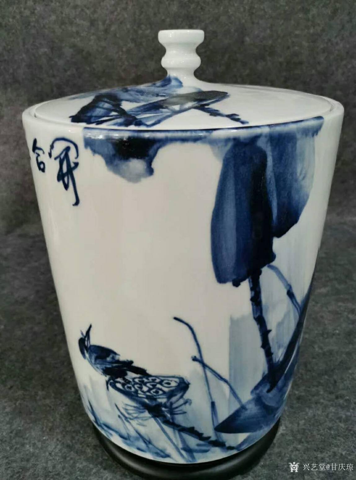 甘慶瓊文玩雜項(xiàng)作品《青花茶葉罐-荷花》【圖0】