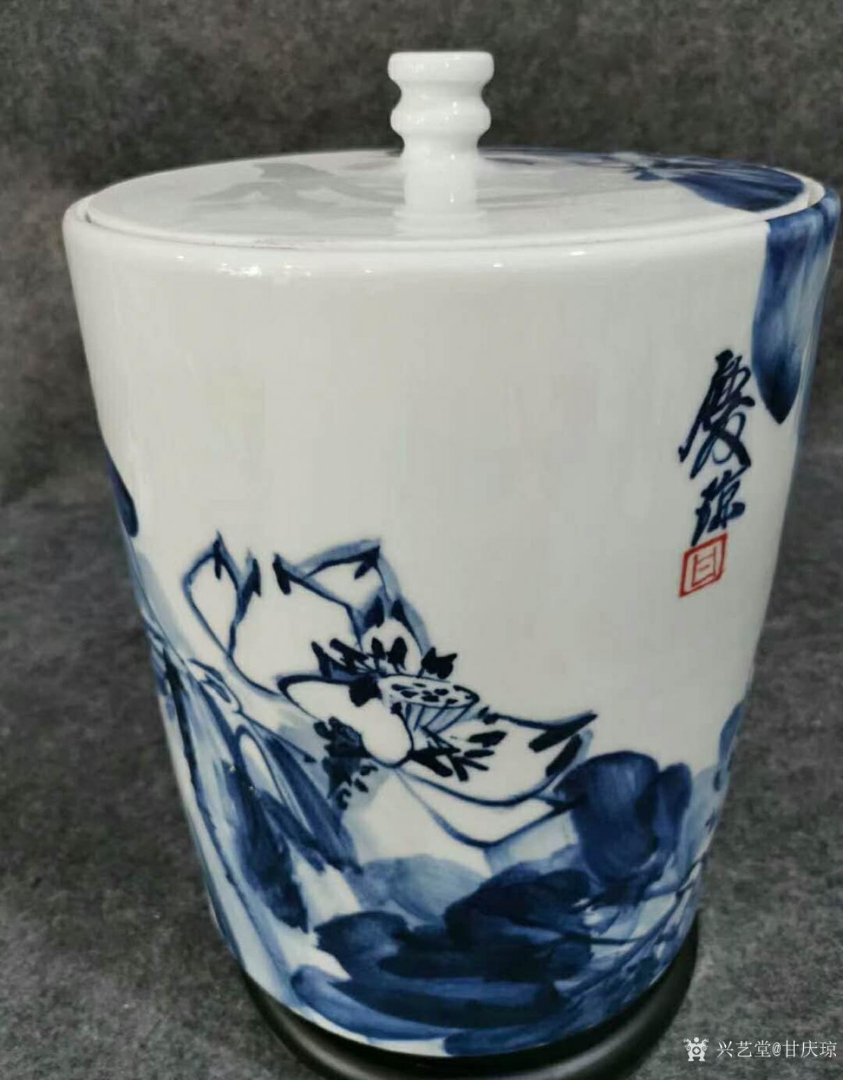 甘慶瓊文玩雜項(xiàng)作品《青花茶葉罐-荷花》【圖1】