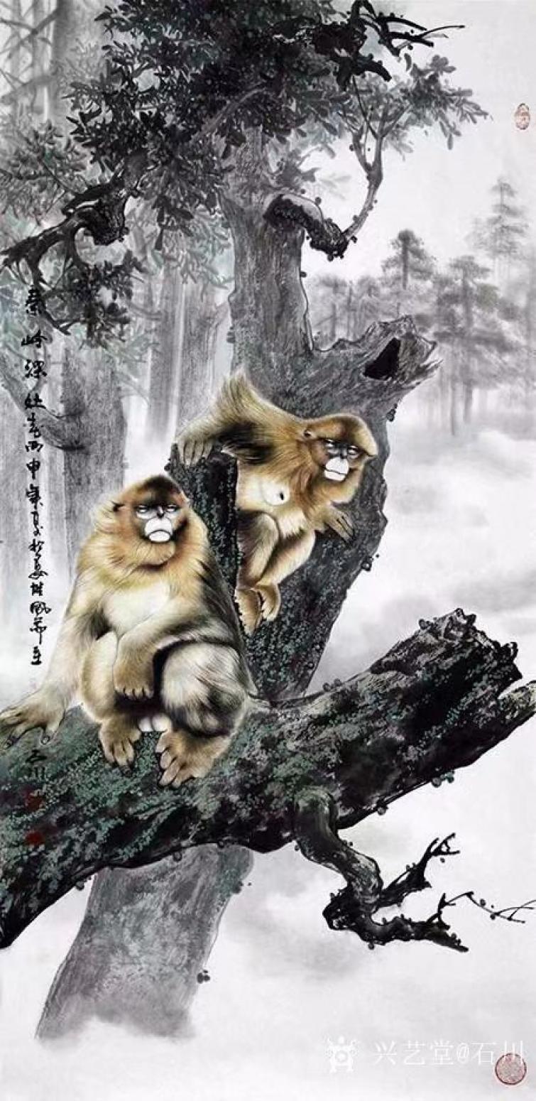 石川國(guó)畫作品《猴-秦嶺深處2》