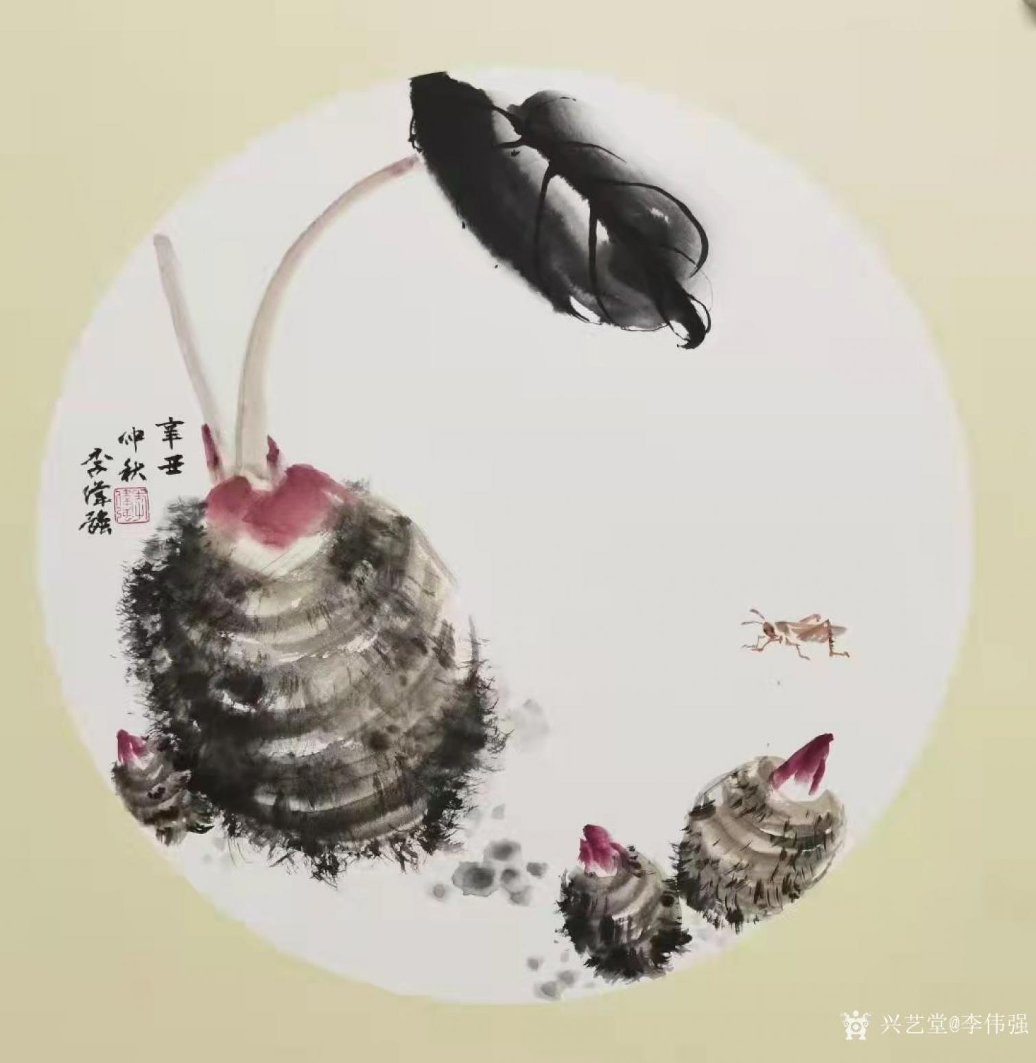 李偉強國畫作品《花鳥-芋頭》