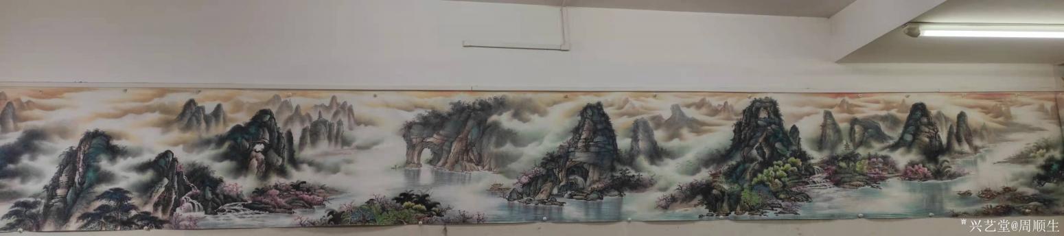 周順生國(guó)畫(huà)作品《十米長(zhǎng)卷漓江群山集》