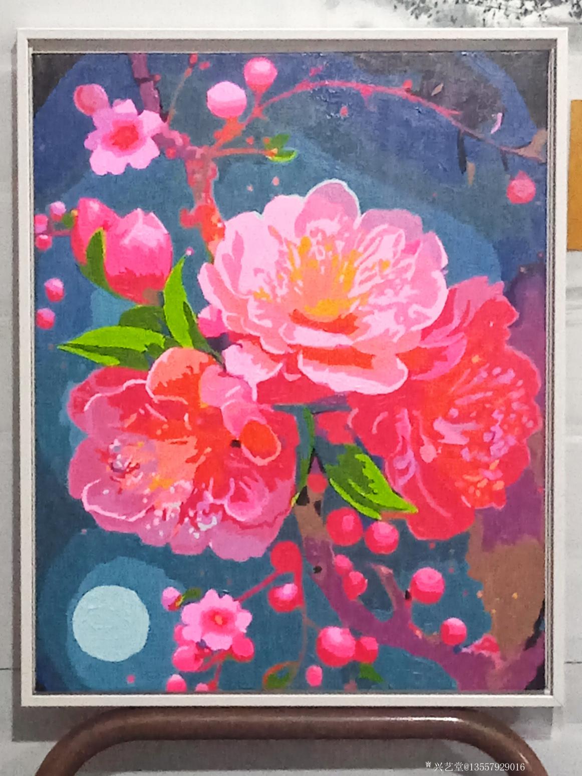 13557929016油畫作品《故鄉(xiāng)的桃花(已裱框)》【圖0】