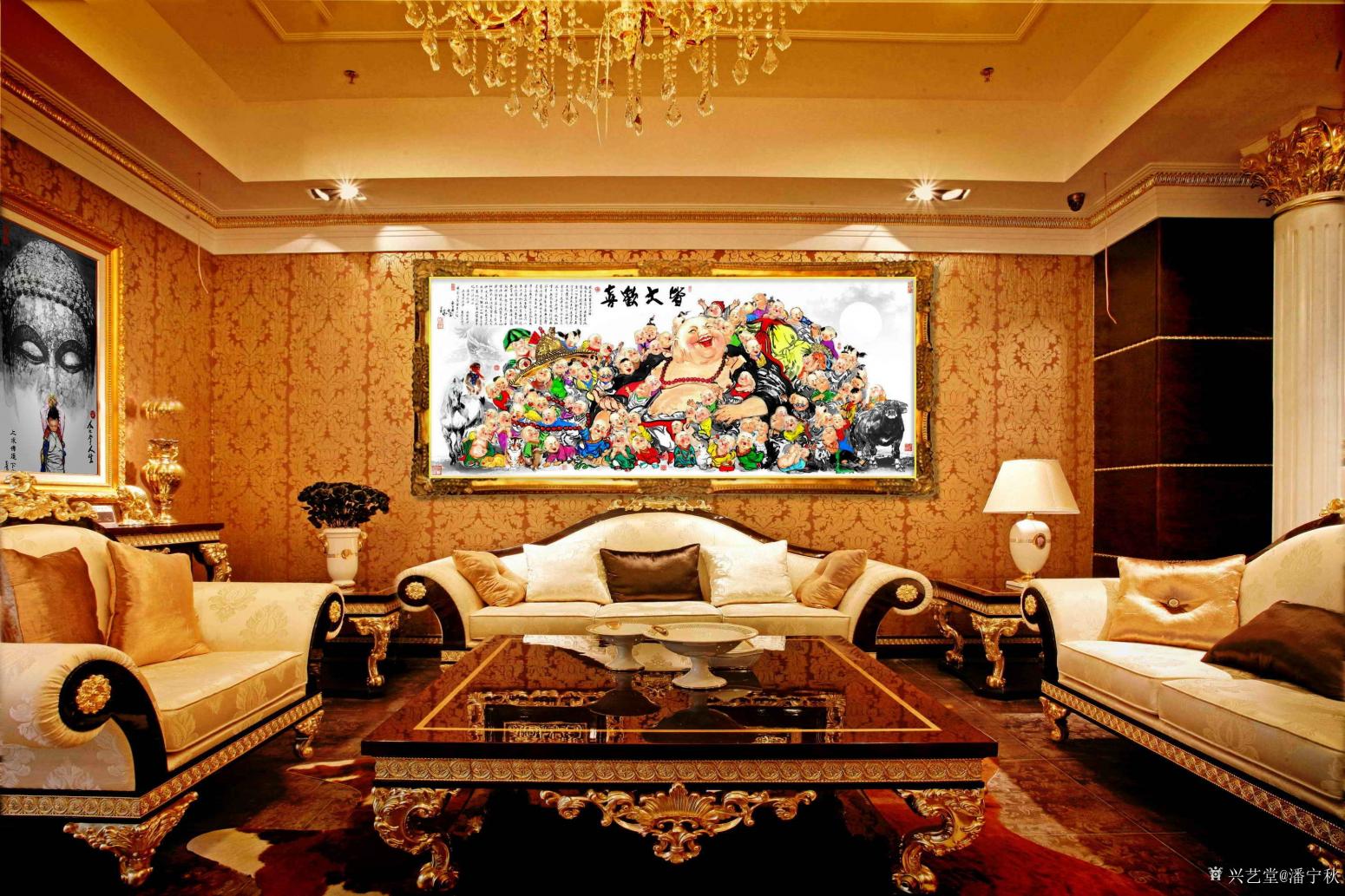 潘寧秋國畫作品《皆大歡喜》