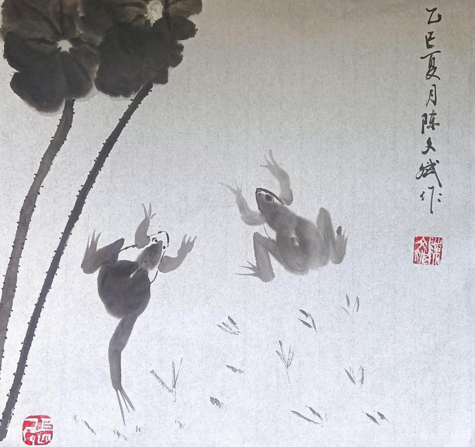 陳文斌國畫作品《荷塘月色》