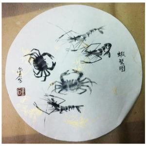 金石國(guó)畫(huà)作品-《【蝦蟹圖】作者金石》