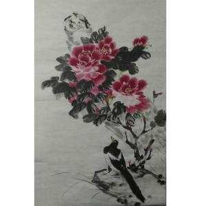 李麗芳國畫作品-《【昂望花朵】作者李麗芳》